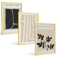 BILDER SET 3er Set - 40x60 cm Goldrahmen - Abstrakte Pflanzenformen - Goldfarben, Kunststoff (40/60cm) - TULUP