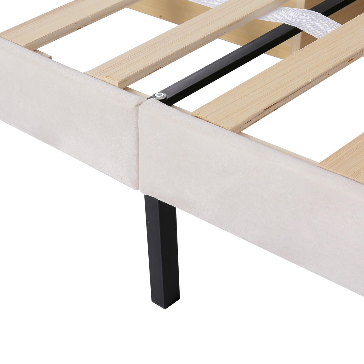 KINDERBETT 90/200 cm DE-01152, in Beige, mit 2 Schubladen - Beige, Metall (90/200cm) - ComfortXL