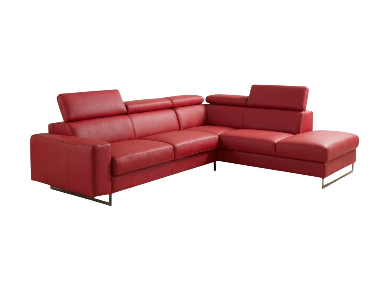 ECKSOFA Gotham Echtleder mit Bettfunktion Rot - Rot, Leder/Metall (237/227cm)