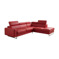 ECKSOFA Gotham Echtleder mit Bettfunktion Rot - Rot, Leder/Metall (237/227cm)