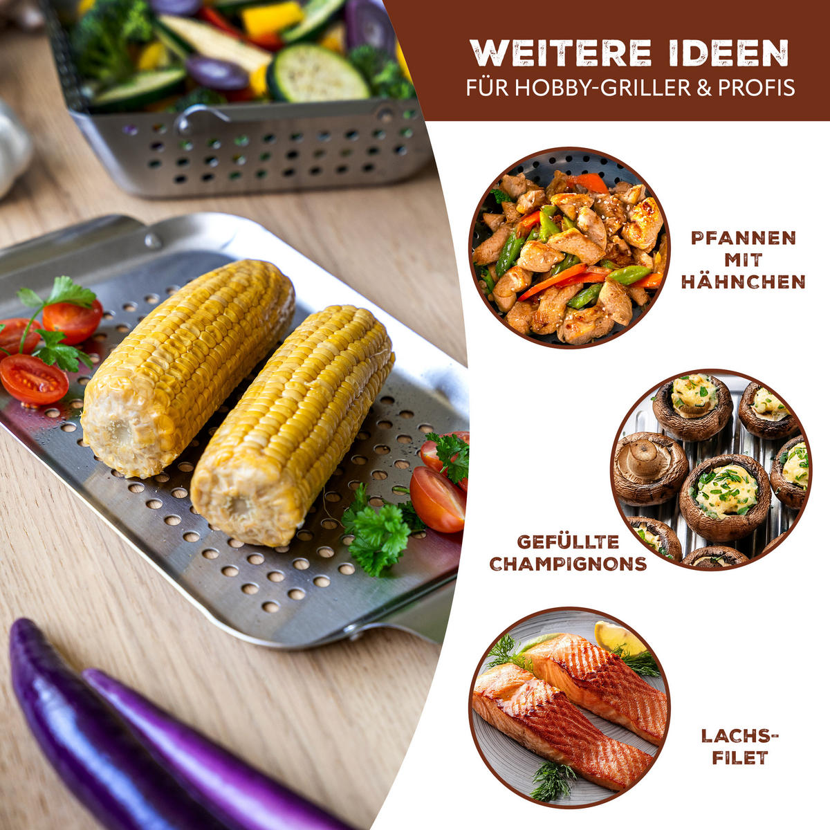 GRILLPLATTE 2er-Set, silber, Edelstahl - Edelstahlfarben, Metall (32/1.5/18.5cm) - bremermann