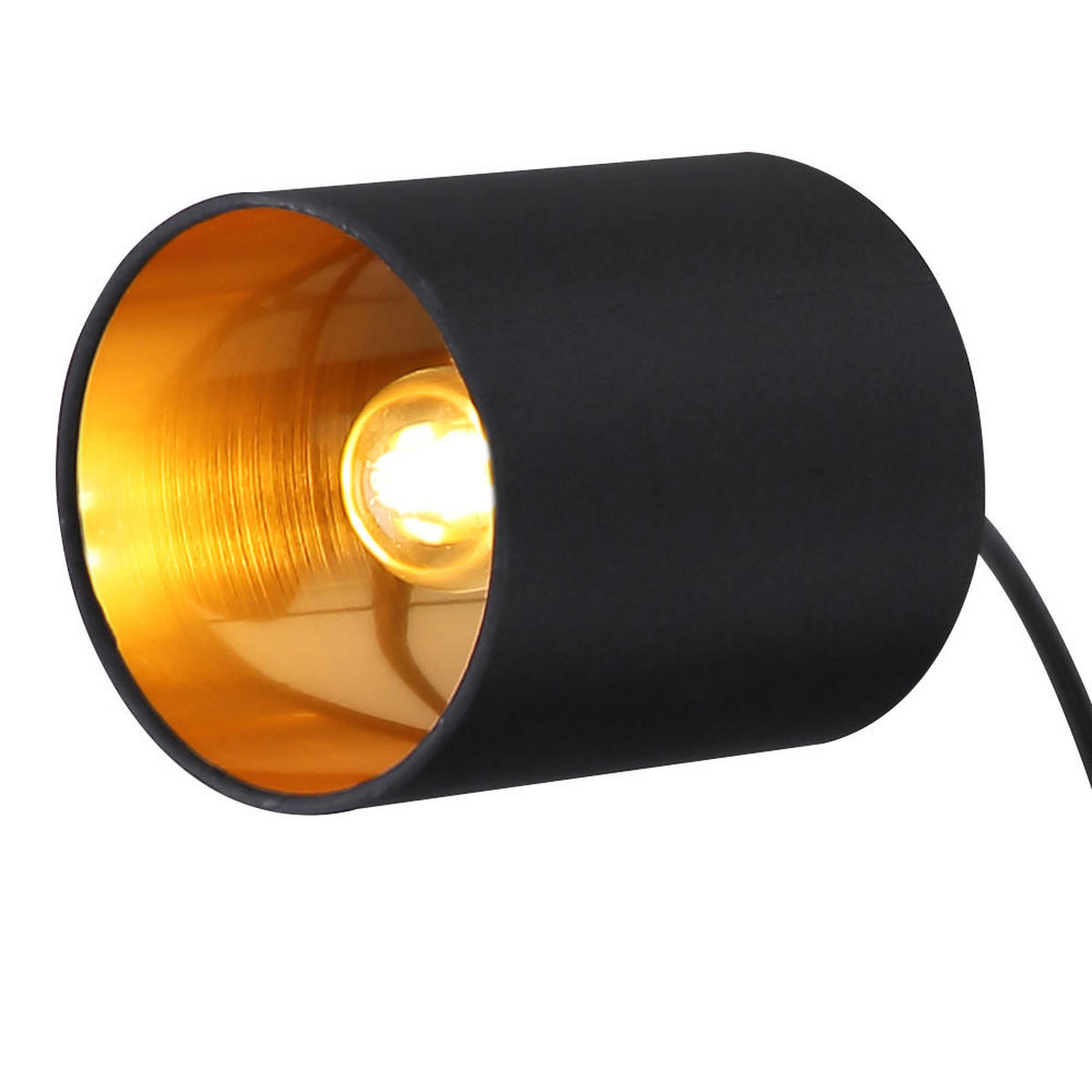 LED STEHLEUCHTE Schwarz Gold Textilschirme - Schwarz, Metall (74/70/204cm) - Globo Lighting