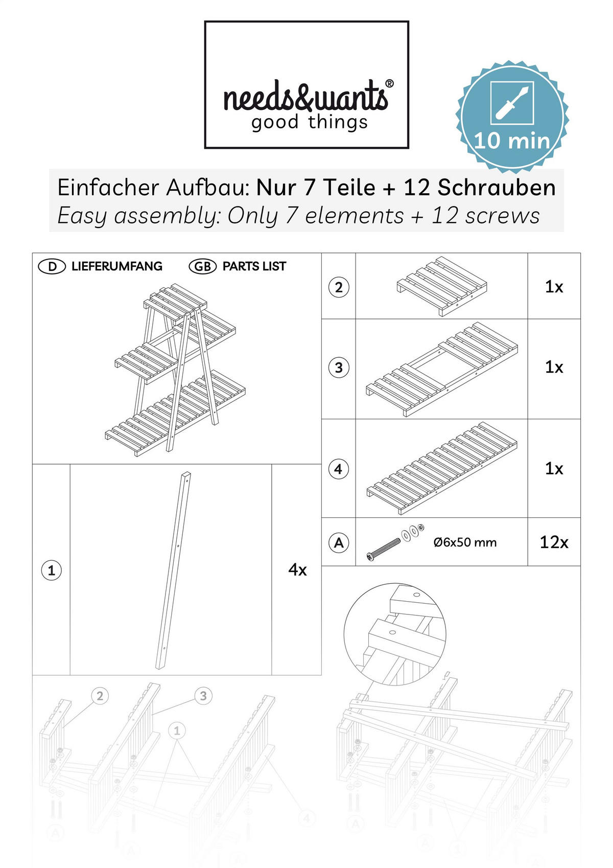 PFLANZENREGAL aus Holz wetterfest für Balkon & Garten - Weiß, Holz (83/83/28cm) - needs&wants