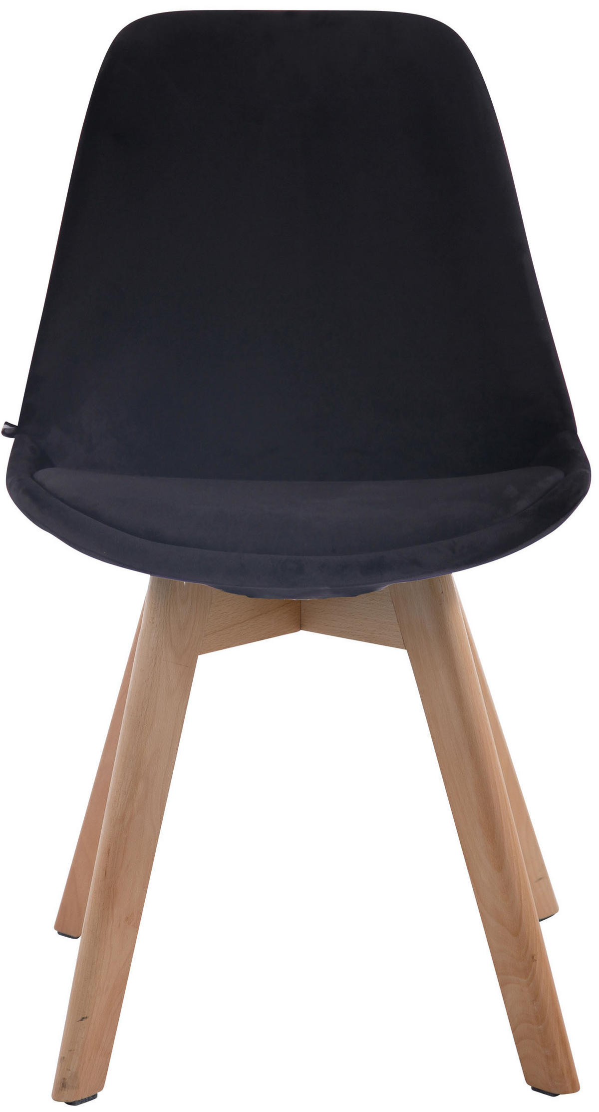 STUHL 4er Set Samt schwarz - Eukalyptusholzfarben/Schwarz, Holz/Textil (48/84/55cm) - CLP