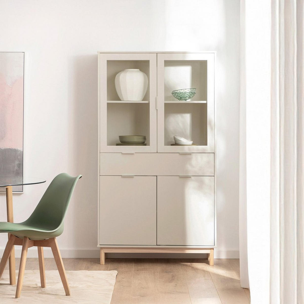 VITRINENSCHRANK DOPPELTER Elian Weiß 95 cm x 170 cm - Weiß, Holzwerkstoff (95/170/39cm) - Klast Home