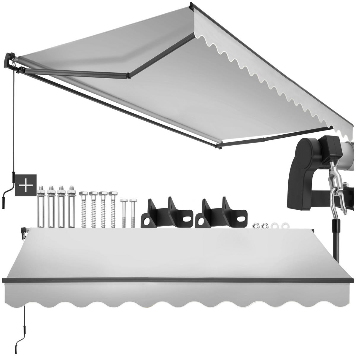 GELENKARMMARKISE Ornella,inkl. Wandhalterung,hellgrau - Hellgrau, Kunststoff (300/41/250cm) - tectake