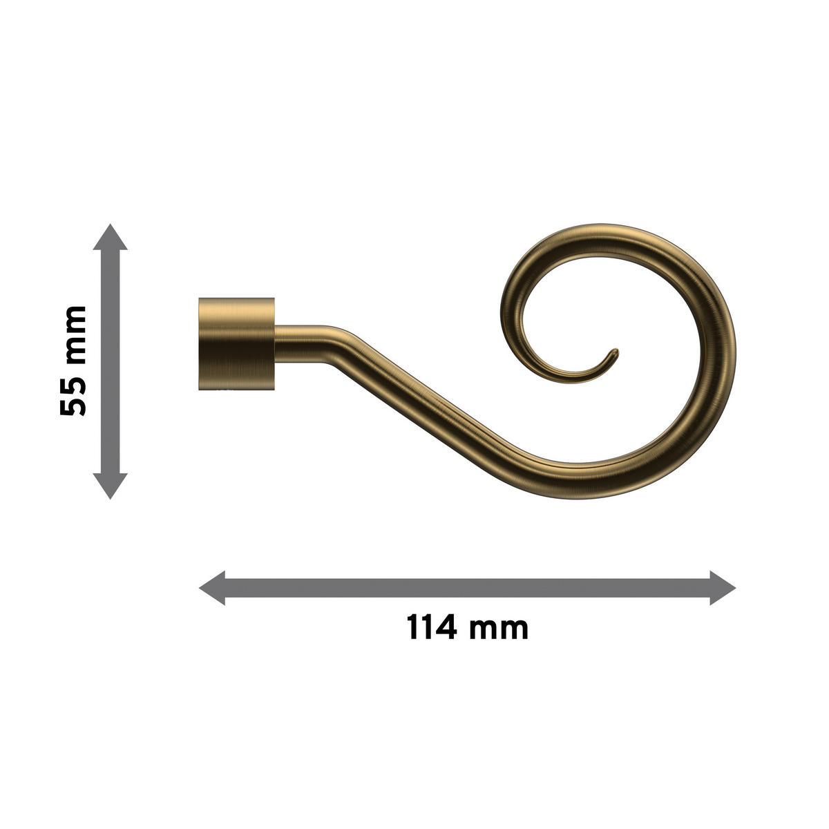 ENDSTÜCKE FÜR GARDINENSTANGEN 16 mm Ø, Allegra Messing Antik, Packung 2 Stück - Messingfarben/Bronzefarben, Metall (11.4/5.5/5.5cm) - INTERDECO