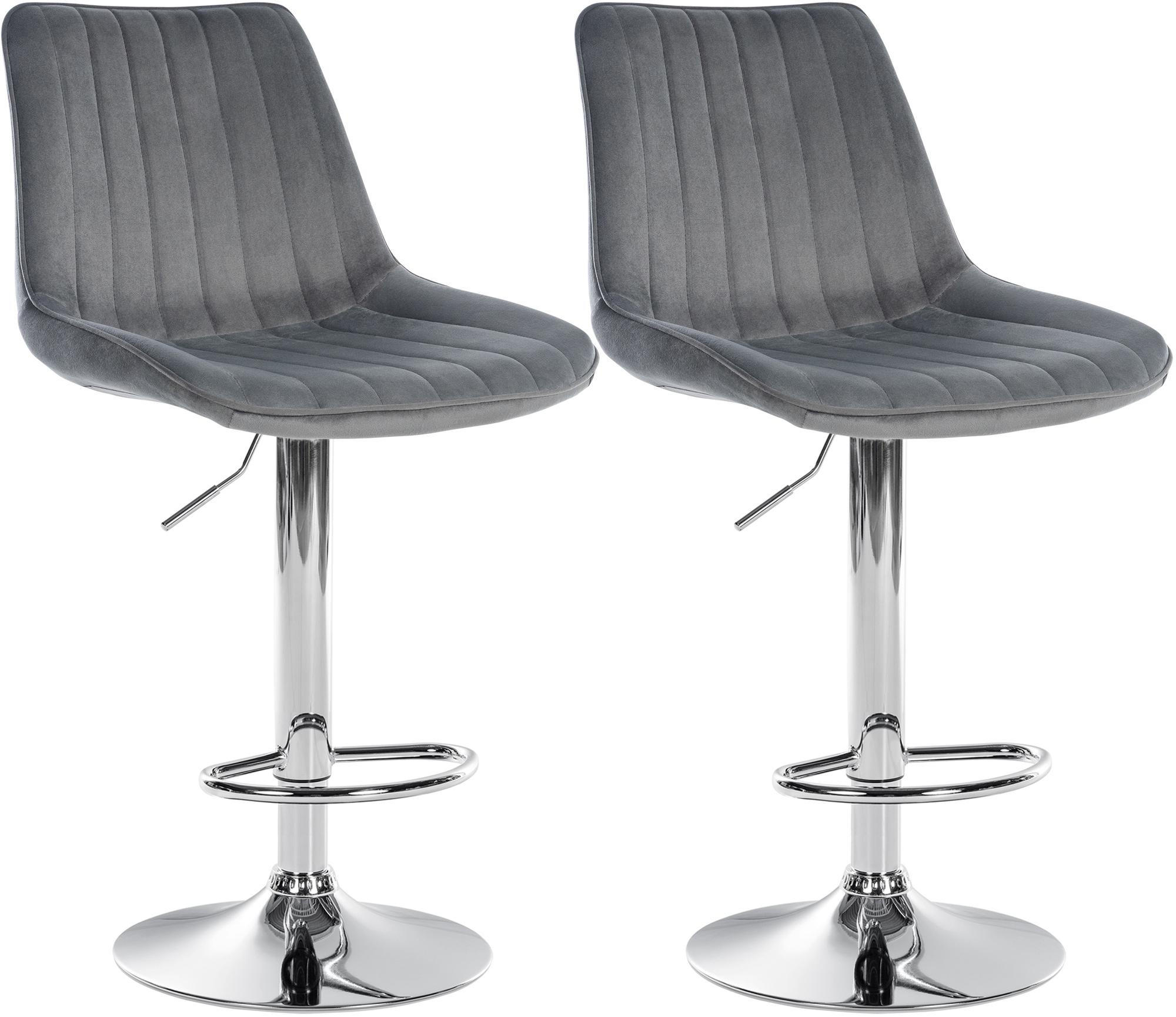 BARHOCKER 2er Set Samt Dunkelgrau - Dunkelgrau, Textil/Metall (49.5/91/50cm) - CLP