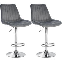 BARHOCKER 2er Set Samt Dunkelgrau - Dunkelgrau, Textil/Metall (49.5/91/50cm) - CLP