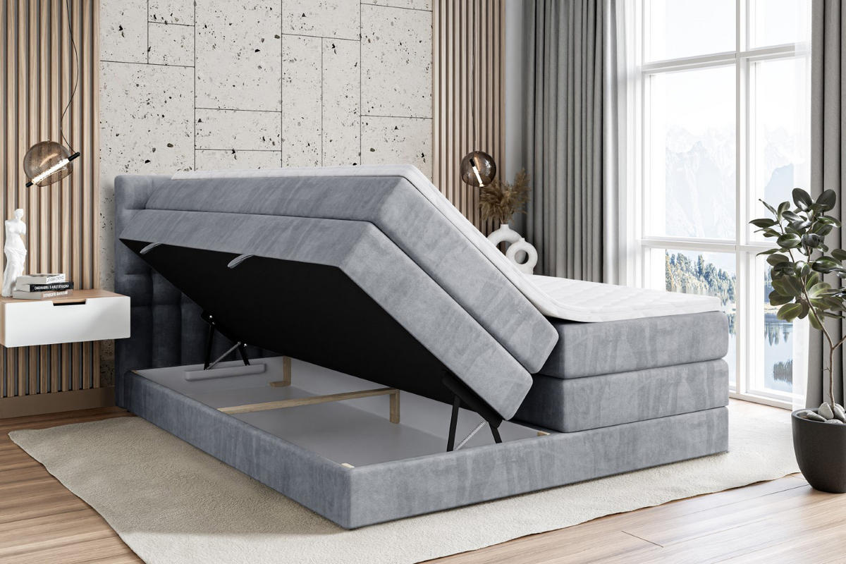 BOXSPRINGBETT VIONE KING - 120 x 200 - H3/H4 - Grau - Grau, Holzwerkstoff (120/200cm) - ALTDECOR