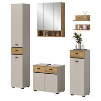 BADMÖBEL-SET Kaschmir, Evoke Eiche 6-teilig 154 cm, Komplettset mit viel Stauraum - Kaschmir/Eichefarben, Glas/Holzwerkstoff (154/191/35cm) - Inn.Furn