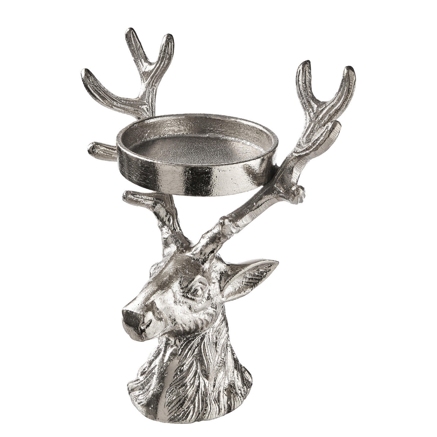 KERZENHALTER Oh My Deer für Stumpenkerzen - Silberfarben, Metall (18/11/21cm) - Butlers