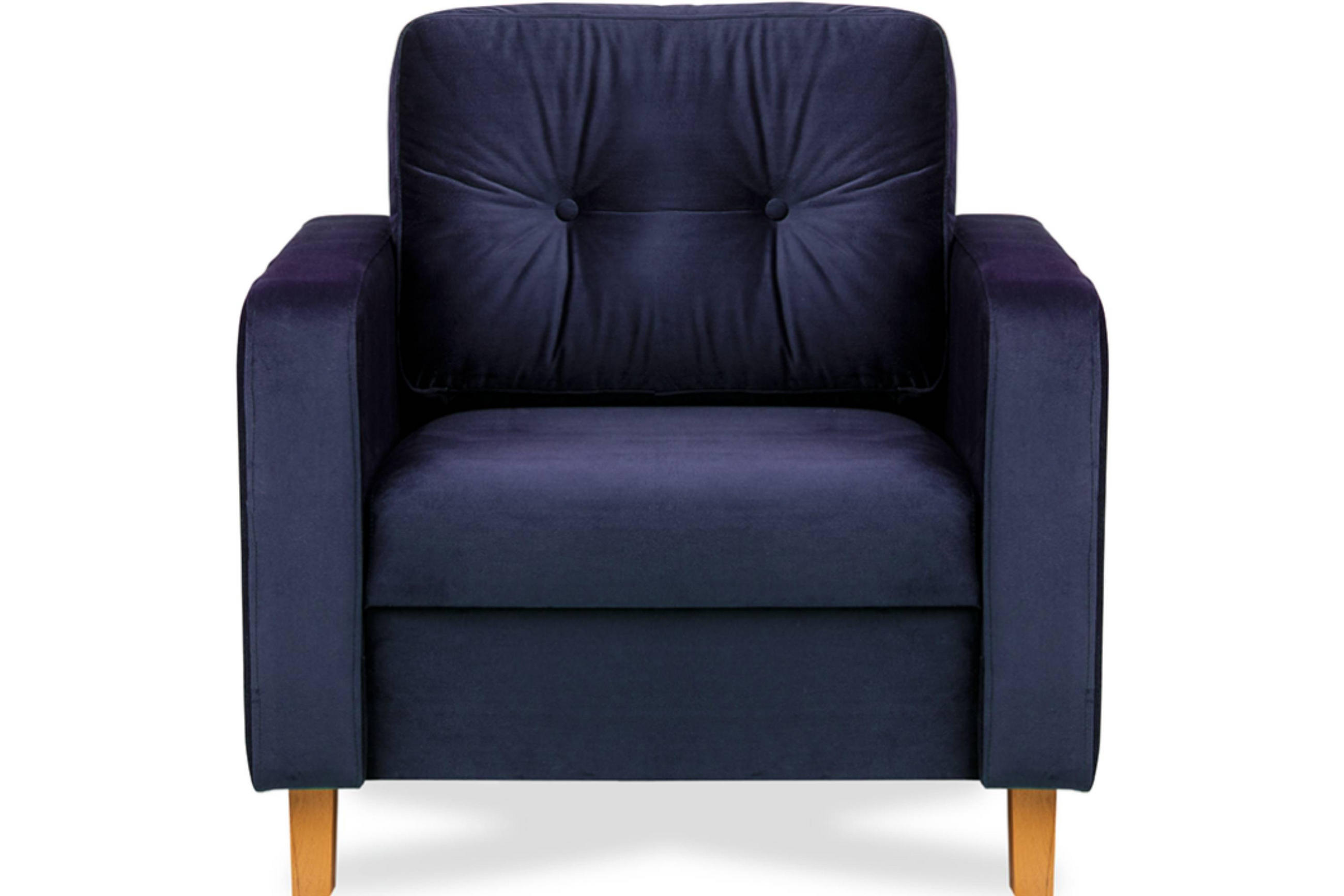 SESSEL ERISO mit Armlehnen und angenehmer Stoff zum Anfassen, Velour-Stoff, marineblau - Blau/Braun, Textil (80/75/75cm) - KONSIMO®