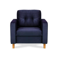 SESSEL ERISO mit Armlehnen und angenehmer Stoff zum Anfassen, Velour-Stoff, marineblau - Blau/Braun, Textil (80/75/75cm) - KONSIMO®