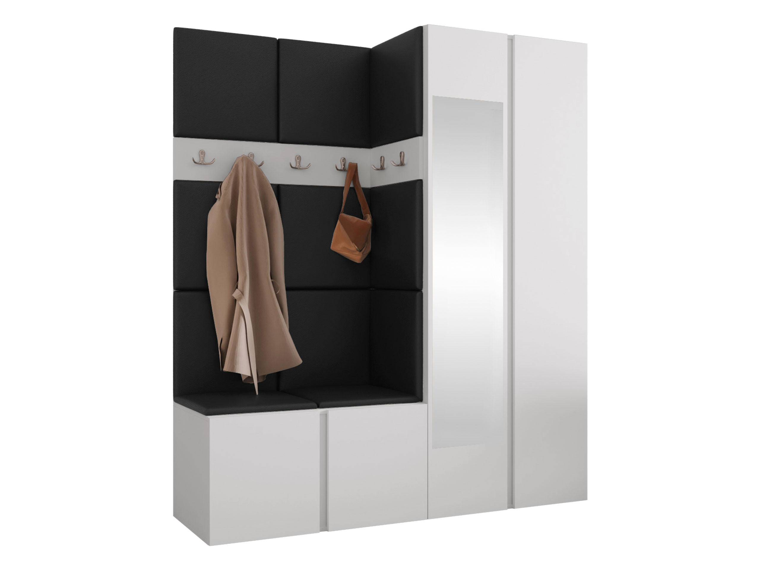 GARDEROBEN-SET Orion XII - Schwarz/Weiß, Holzwerkstoff/Kunststoff (158/186/46cm) - MIRJAN24