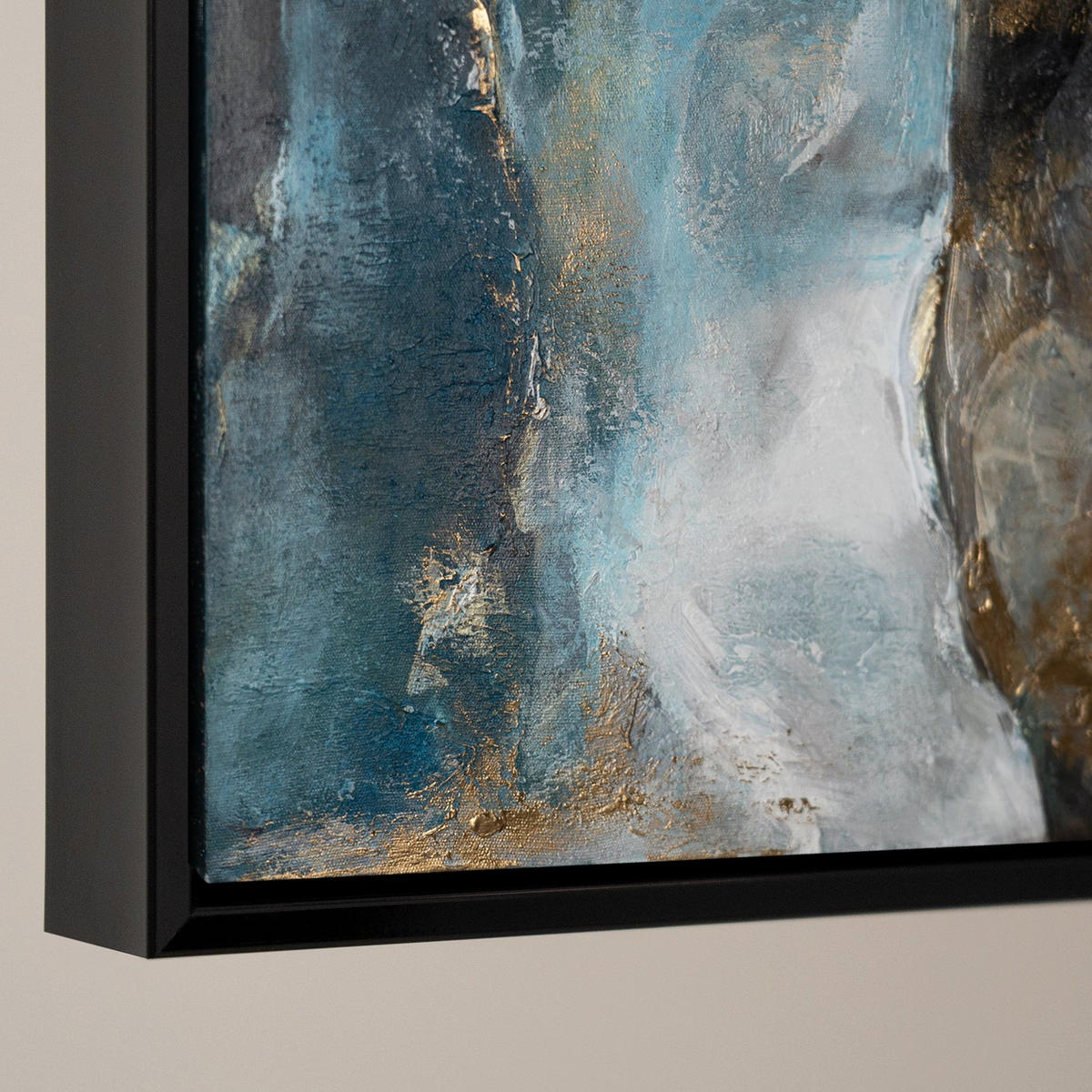 GEMÄLDE Goldene Konsonanzen Schattenfugenrahmen Schwarz 120x80 cm - Schwarz, Holz (120/80cm) - YS-art gallery