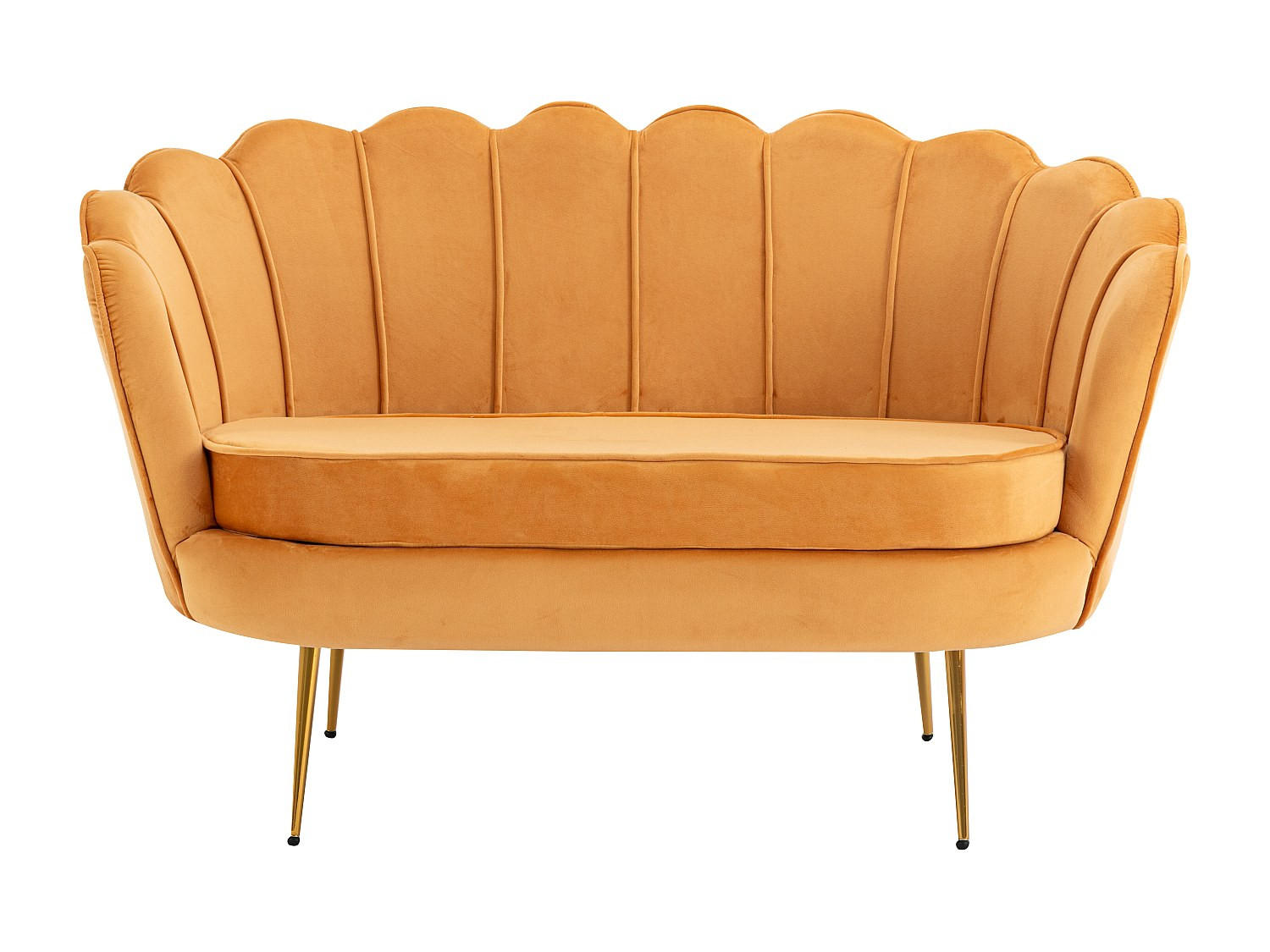 SOFA ohne Schlafmöglichkeit - 2 Personen - Samt, Stoff - Senffarben - - Dunkelgelb, Textil (124/78/73cm) - Vente-Unique