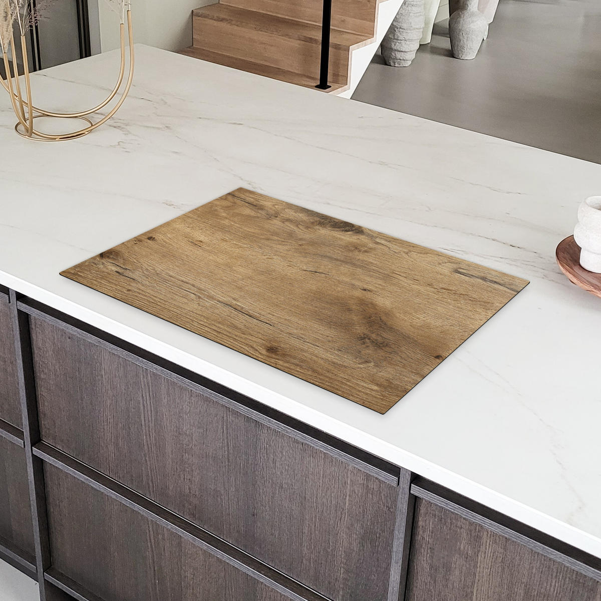 HERDABDECKPLATTE Holz - Braun - Holzoptik 81x52 cm - Eichefarben, Kunststoff (81.6/0.2/52.7cm) - MuchoWow