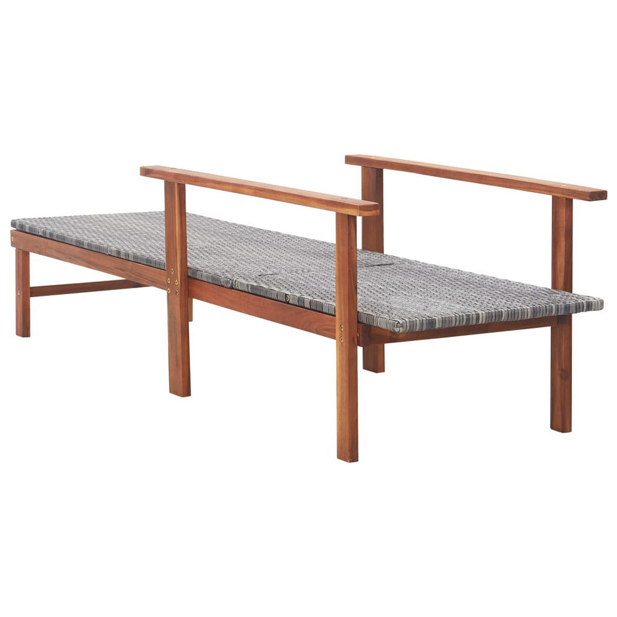 SONNENLIEGE Poly Rattan Und Massivholz Akazie Grau - Grau, Kunststoff (55/56/200cm) - vidaXL