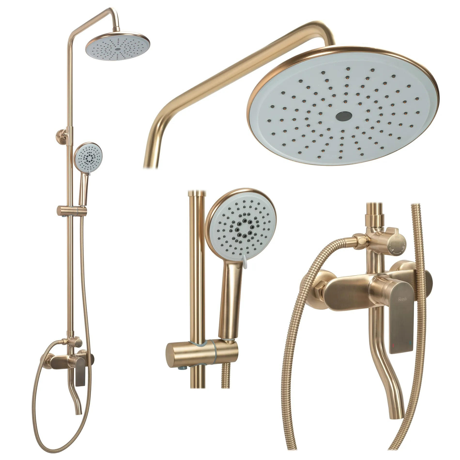 DUSCHGARNITUR Rea Verso Brushed Gold - Goldfarben, Metall (22/143.5/45.5cm) - REA
