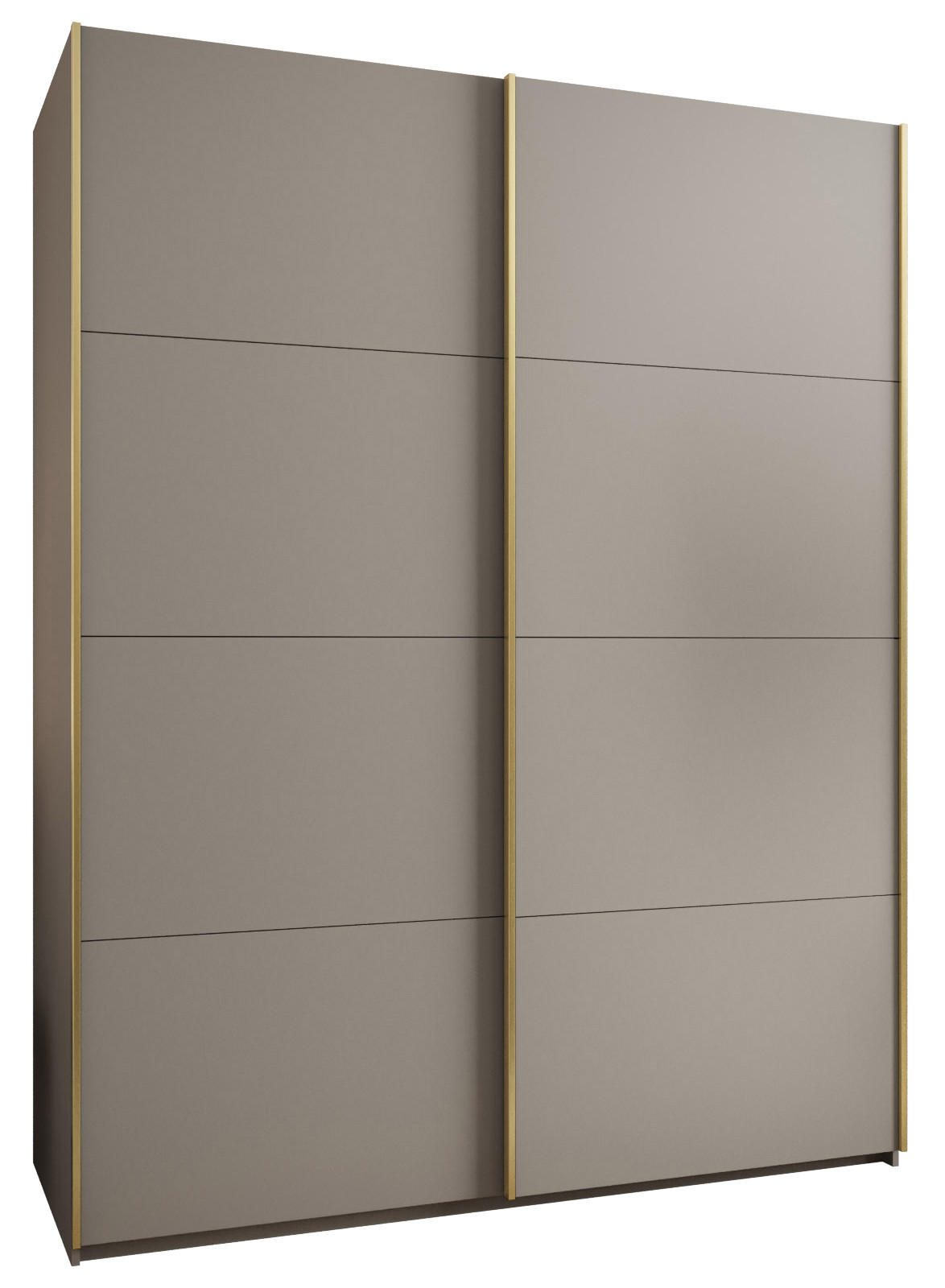 SCHWEBETÜRENSCHRANK 245,5/200/64 2-türig - Kaschmir/Goldfarben, Holz/Metall (200/245/64cm) - Abiks Möbel