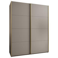 SCHWEBETÜRENSCHRANK 245,5/200/64 2-türig - Kaschmir/Goldfarben, Holz/Metall (200/245/64cm) - Abiks Möbel