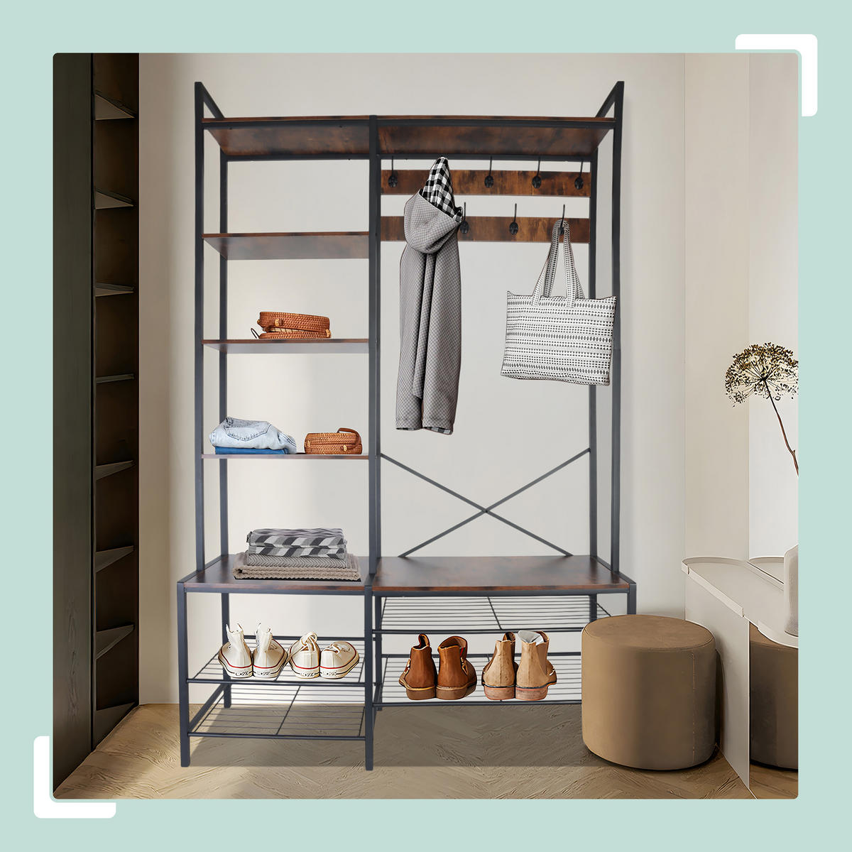 GARDEROBE - Multicolor, Holzwerkstoff/Metall (120/190/40cm) - Relaxdays