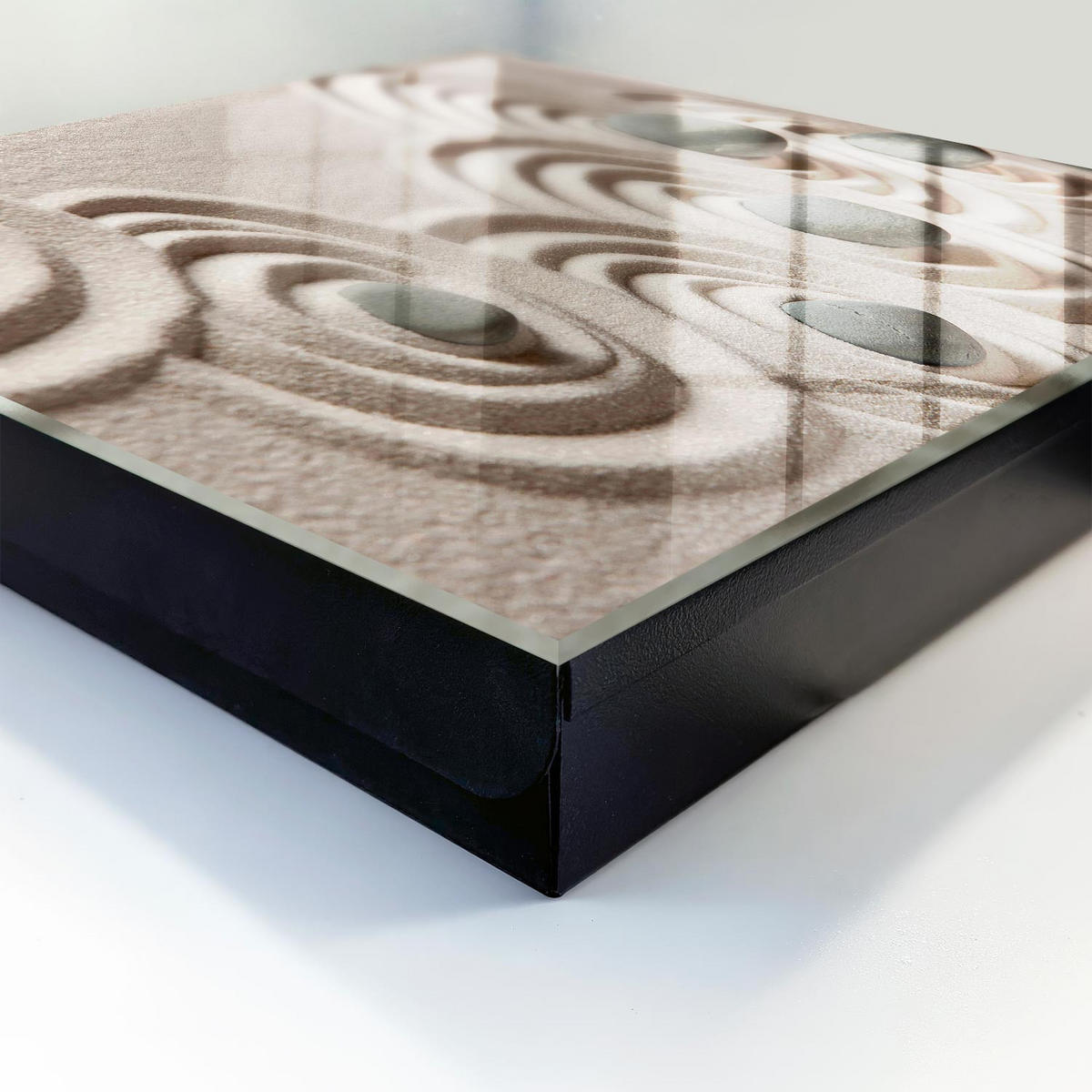 SCHLÜSSELBOX Schwarz 30x30 cm- Türöffnung nach rechts - Zen-Frieden - Beige, Metall (30/30/5cm) - TULUP