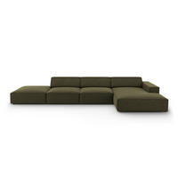 ECKSOFA rechts Jodie aus Samt grün 5 Sitzplätze - Grün, Textil (166/341cm) - Micadoni