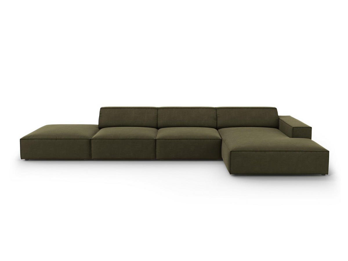ECKSOFA rechts Jodie aus Samt grün 5 Sitzplätze - Grün, Textil (166/341cm) - Micadoni