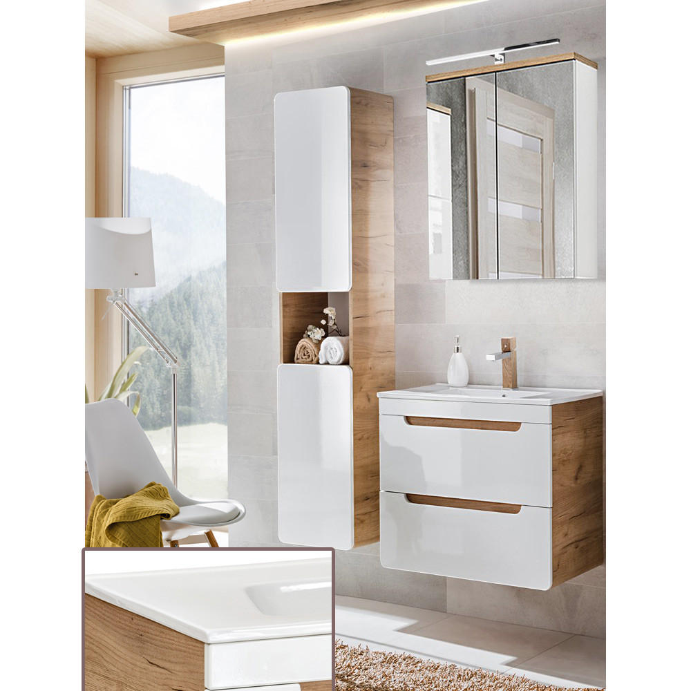 Lomado Badmöbel-Set Weiß 110x200x46 cm