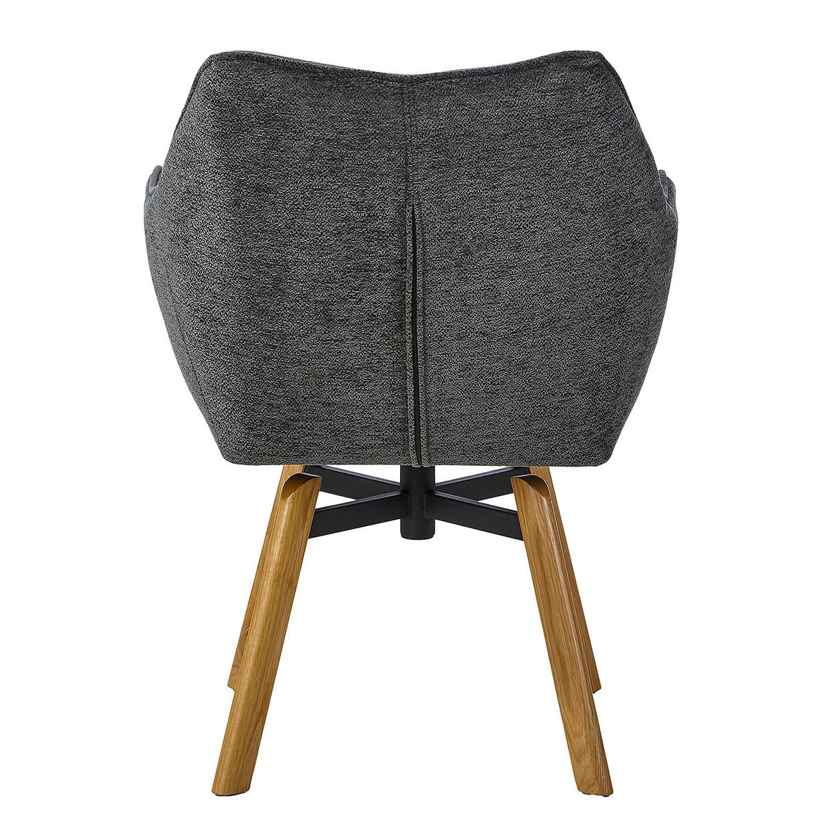 DREHBARER ARMLEHNENSTUHL - Schwarz - Chenille - Eiche - 63 x 88 x 62 cm - Eichefarben/Anthrazit, Holz/Textil (63/88/62cm) - home24