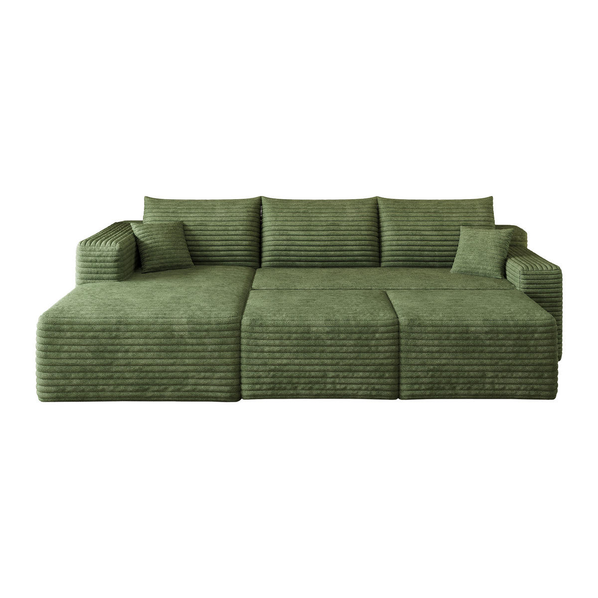 WOHNLANDSCHAFT Cord Grün ohne Montage - Grün, Textil (241/58/151cm) - WISHDOR