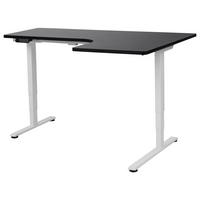 ECKSCHREIBTISCH elektrisch höhenverstellbar 160/109 cm Schwarz/Weiß rechtsseitig Destines - Schwarz/Weiß, Holzwerkstoff/Metall (109/160/60cm) - Beliani