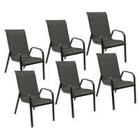 GARTENSTÜHLE Marbella Grau und Anthrazitgrau 6er-Set - Grau, Kunststoff (56.5/92.5/76cm) - Happy Garden