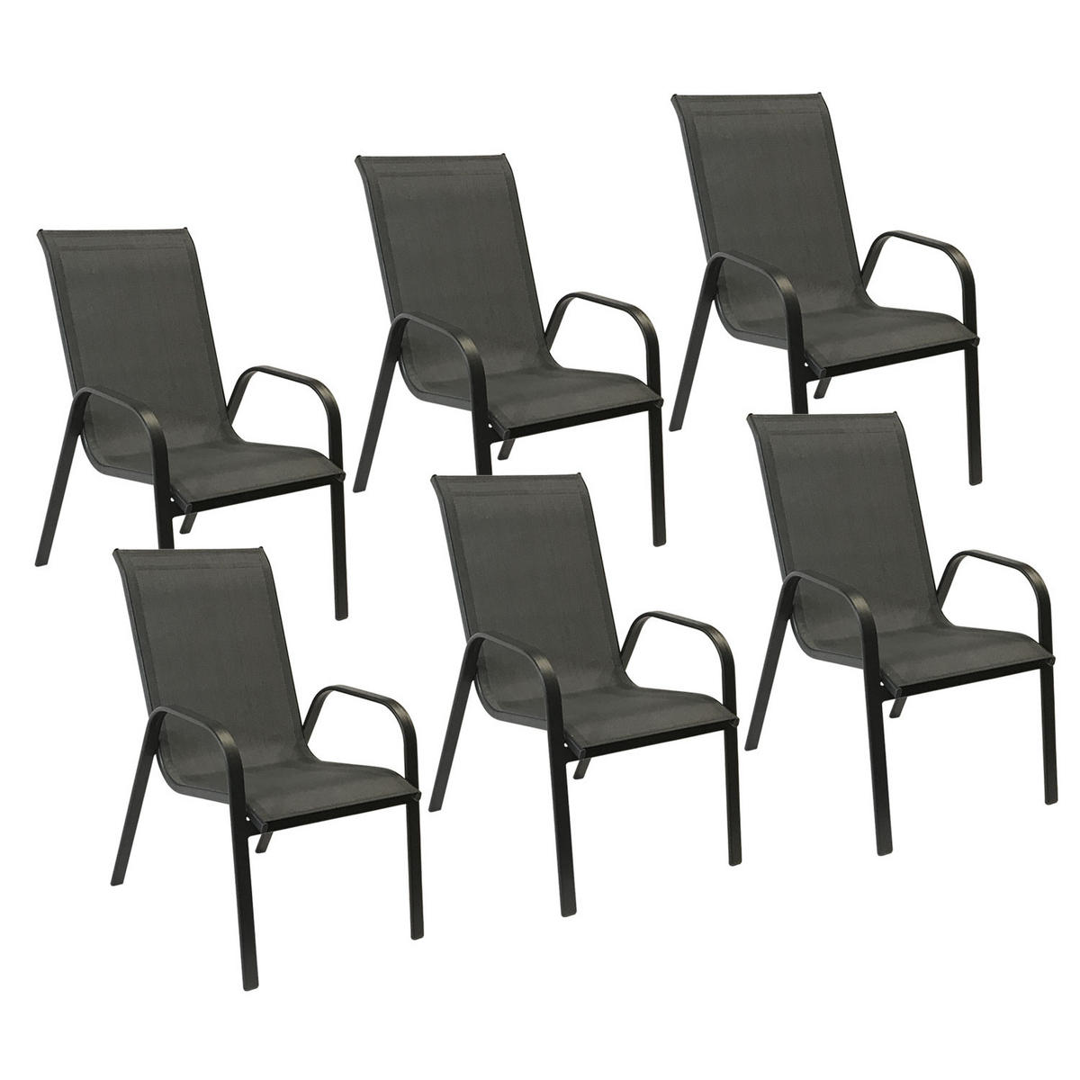 GARTENSTÜHLE Marbella Grau und Anthrazitgrau 6er-Set - Grau, Kunststoff (56.5/92.5/76cm) - Happy Garden