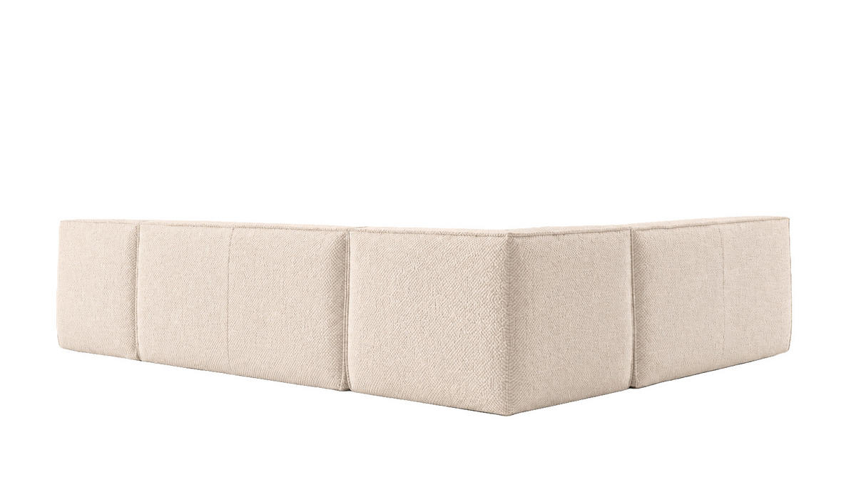 ROHOVÁ SEDAČKA modulární ve tvaru L, plyšová tkanina Pop, Krémová, Pravá strana, LAZY L - krémová, dřevo (333/253cm) - Kaiser Möbel