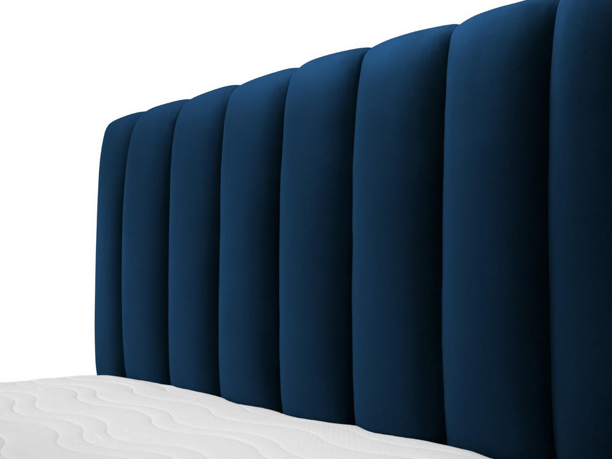 BETT mit Bettkasten und Kopfteil Kelp aus Samt königsblau 160x200cm - Blau, Textil (160/200cm) - Micadoni