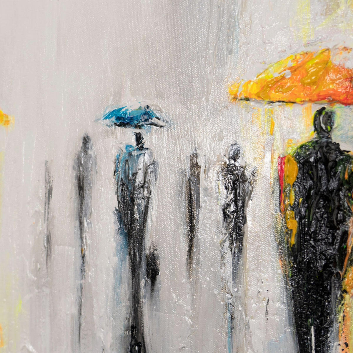GEMÄLDE Bunte Schirme auf Keilrahmen 115x50 cm - Grau, Holz (115/50cm) - YS-art gallery