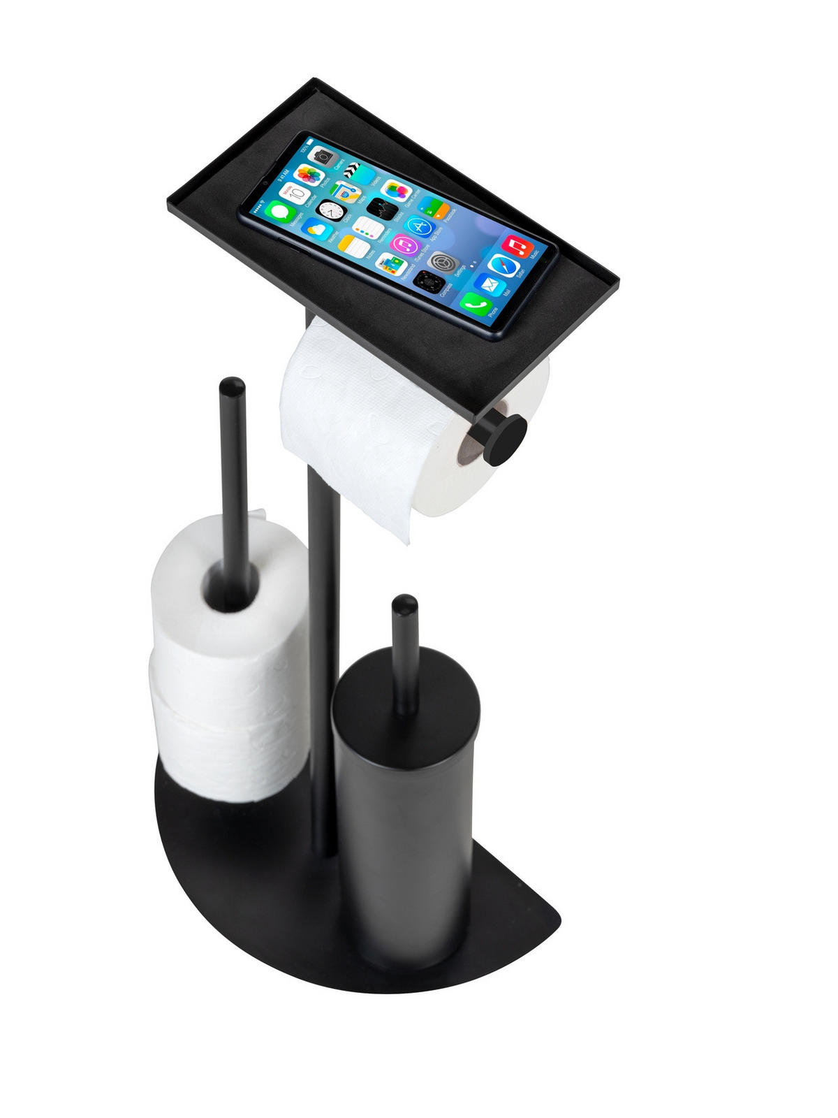 TOILETTENPAPIER- und Bürstenhalter Cosenza 32,5/17,5/72 cm - Schwarz, Metall (17.5/72/32.5cm) - Wenko