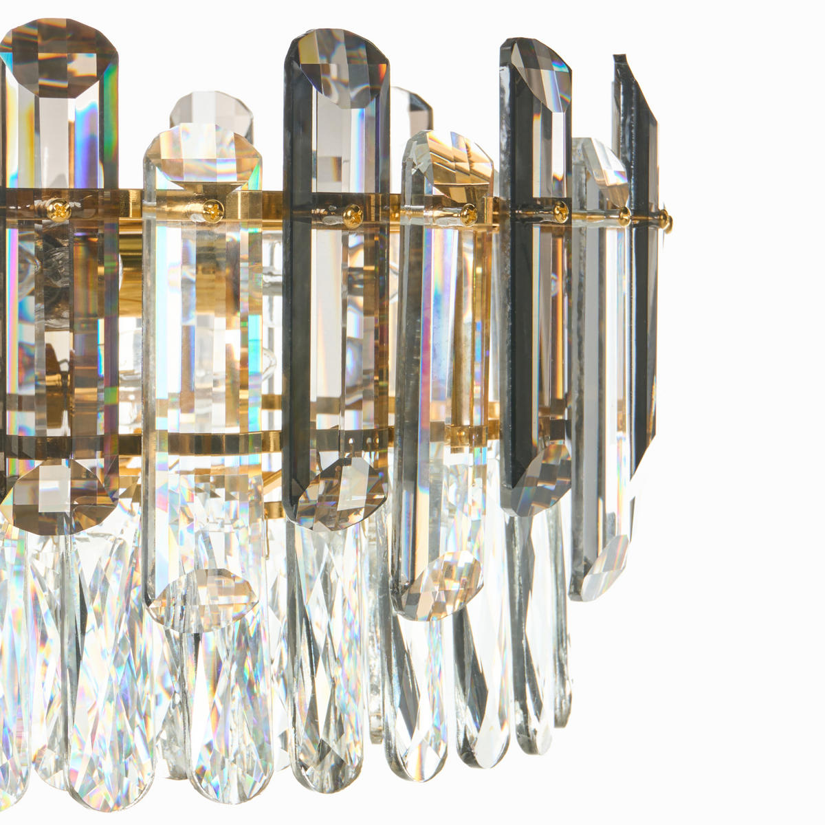 KRONLEUCHTER Glas Gold Mantaro - Transparent/Goldfarben, Glas (48/48/86cm) - Beliani