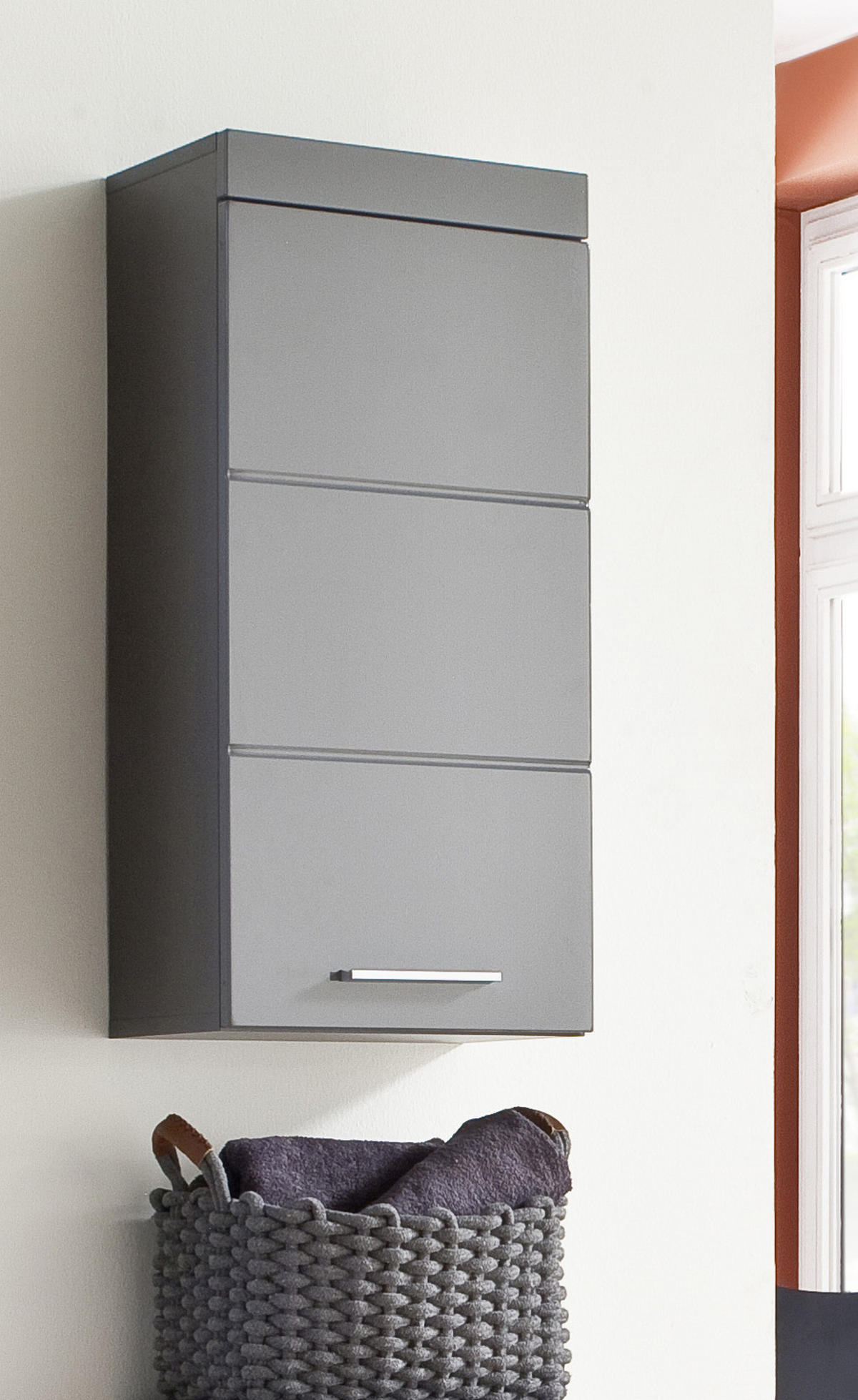 HÄNGESCHRANK grau Hochglanz 37 x 77 cm, Badschrank hängend - Grau, Holzwerkstoff/Kunststoff (37/77/23cm) - Top.Furn