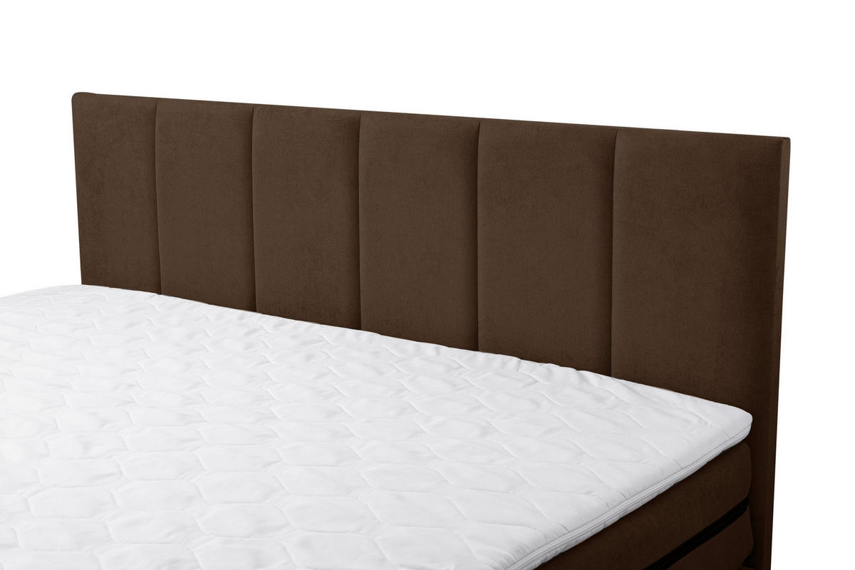BOXSPRINGBETT Paris, Polsterbett Maße: 160x200 cm, Farbe: Braun, Velourstoff, Doppelbett mit Bonell-Matratze H3 inkl. Topper - Braun, Holz/Kunststoff (160/200cm) - VENASI MÖBEL