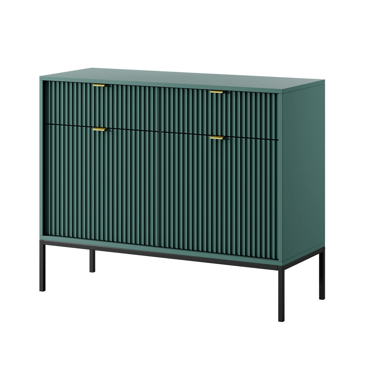 KOMMODE STELLARE 104/83/39 cm mit 2 Schubladen 2 Türen Hellgrün - Hellgrün, Holzwerkstoff (104/83/39cm) - MASSENO