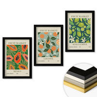 WANDBILDER 3er-Set - 20x30 cm Schwarzer Rahmen - Vintage-Poster mit Früchten - Schwarz, Kunststoff (20/30cm) - ArtPrintCave