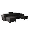 WOHNLANDSCHAFT Ribella Grafit 345/180/100 cm mit Schlaffunktion - Schwarz, Textil/Metall (345/100/180cm) - AX Living