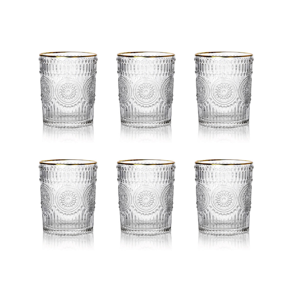 GLÄSER Barrel niedrig mit Goldrand 0,3 l 6er-Set - Transparent, Glas (0.3L) - Homla
