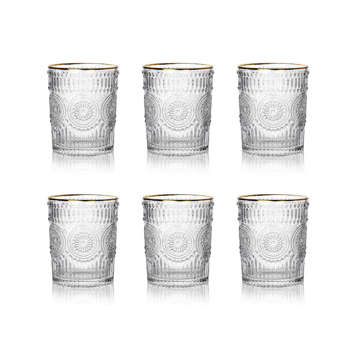 GLÄSER Barrel niedrig mit Goldrand 0,3 l 6er-Set - Transparent, Glas (0.3L) - Homla