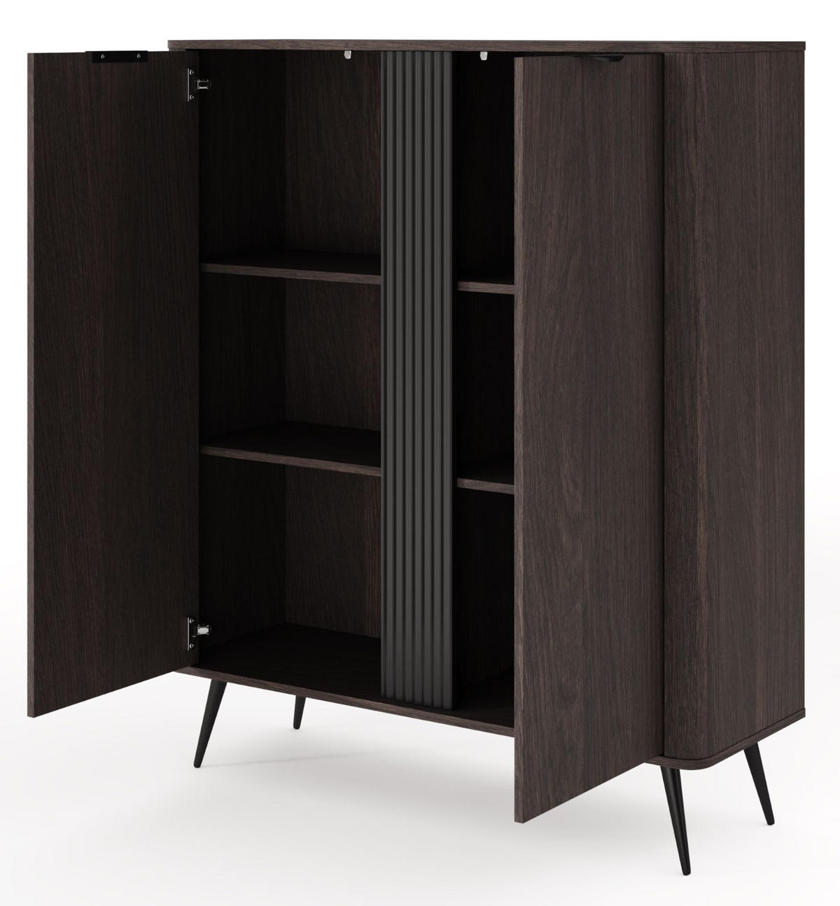 KOMMODE Hoch ERIS Mit Hohen Beinen Und Rillen - Braun, Holzwerkstoff (113.2/134.2/38cm) - Sepro Meble