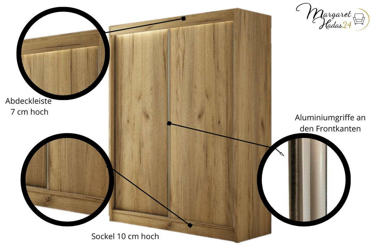 SCHWEBETÜRENSCHRANK Saturn 120 cm 2-türig, Eiche sonoma - Sonoma Eiche, Kunststoff (120/215/61cm) - Margaret Hadas24
